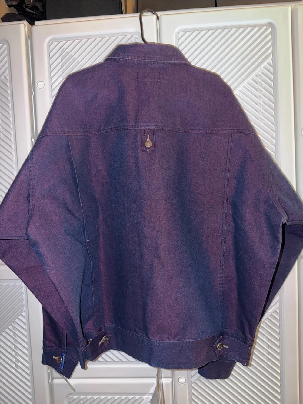 FUBU Men's Dark Purple Denim Jacket with Chest Pockets